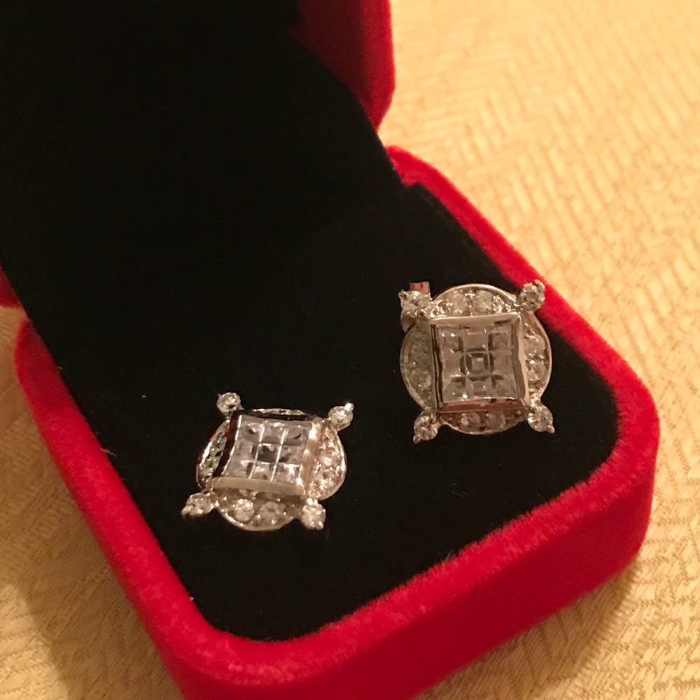 Stunning 925  CZ Post Earrings with push back.